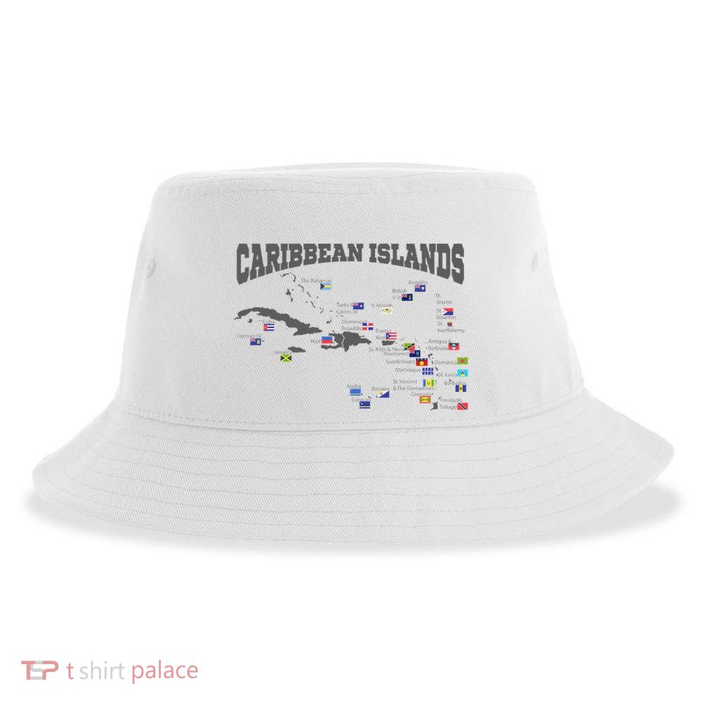 Caribbean Flags Caribbean Map Caribbean Islands Vacation Sustainable Bucket Hat