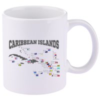 Caribbean Flags Caribbean Map Caribbean Islands Vacation 11oz C Handle Ceramic Mug