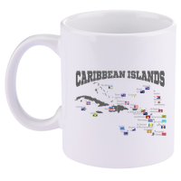 Caribbean Flags Caribbean Map Caribbean Islands Vacation 11oz C Handle Ceramic Mug