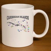 Caribbean Flags Caribbean Map Caribbean Islands Vacation 11oz C Handle Ceramic Mug