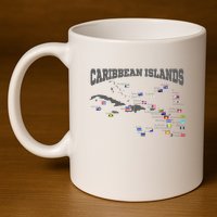 Caribbean Flags Caribbean Map Caribbean Islands Vacation 11oz C Handle Ceramic Mug