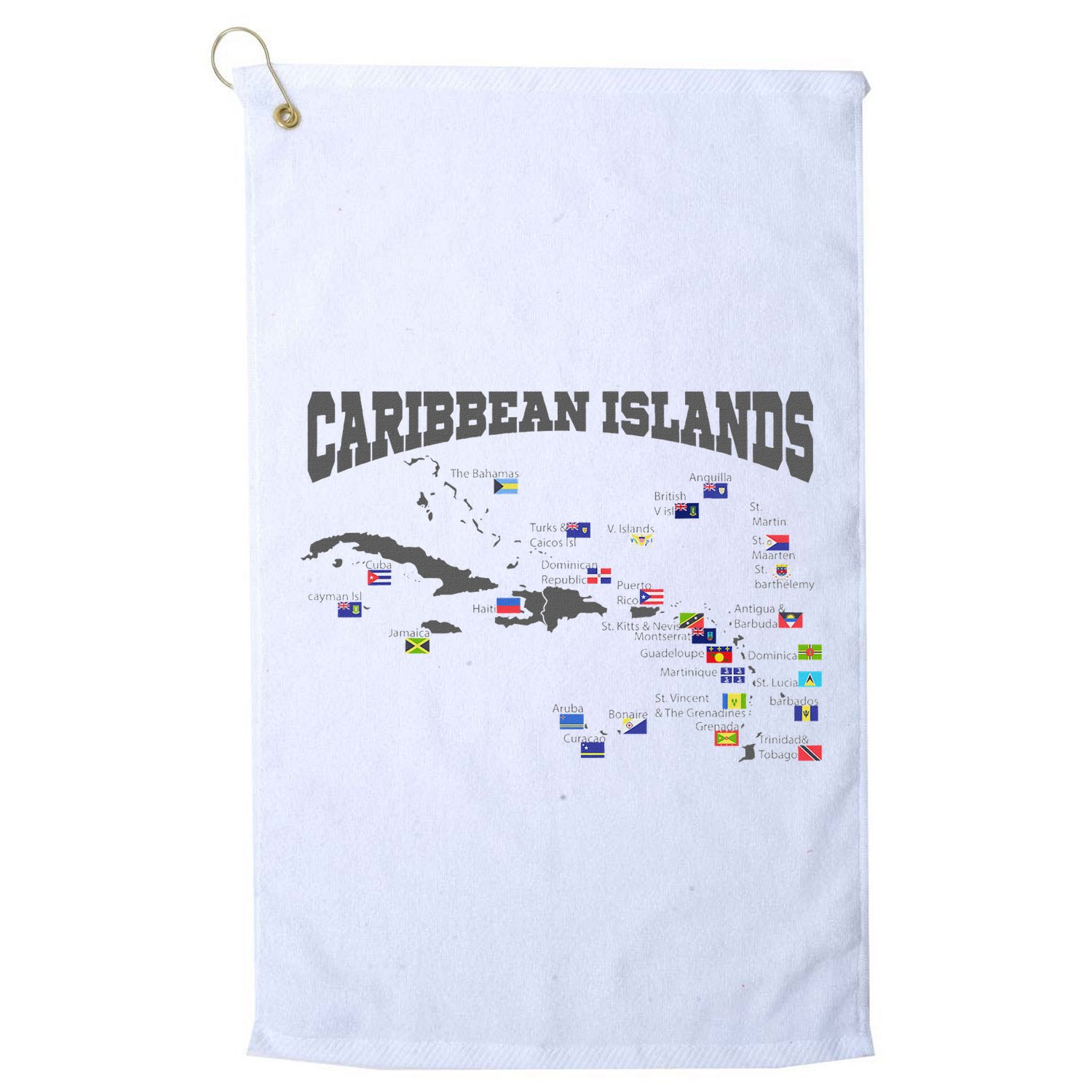 Caribbean Flags Caribbean Map Caribbean Islands Vacation Golf Towel