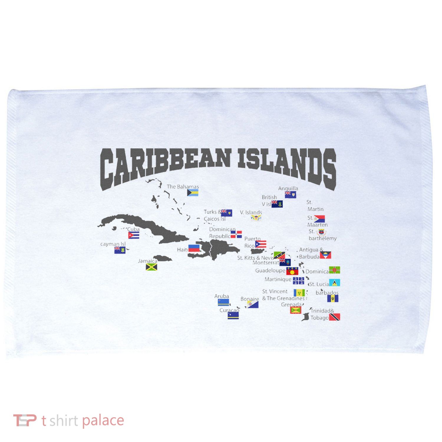 Caribbean Flags Caribbean Map Caribbean Islands Vacation Microfiber Hand Towel