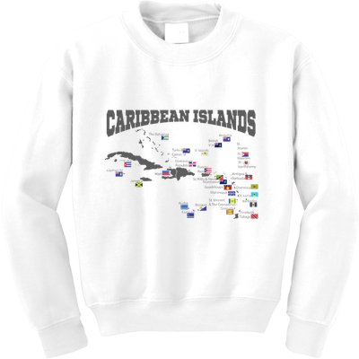 Caribbean Flags Caribbean Map Caribbean Islands Vacation Kids Sweatshirt