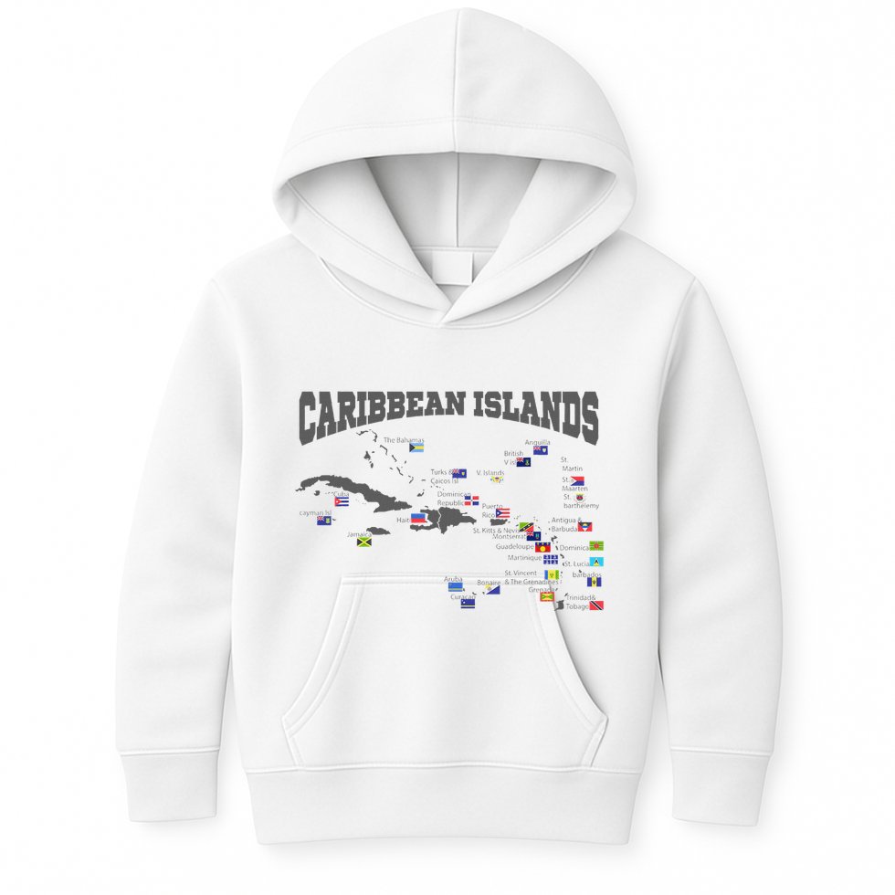 Caribbean Flags Caribbean Map Caribbean Islands Vacation Kids Hoodie