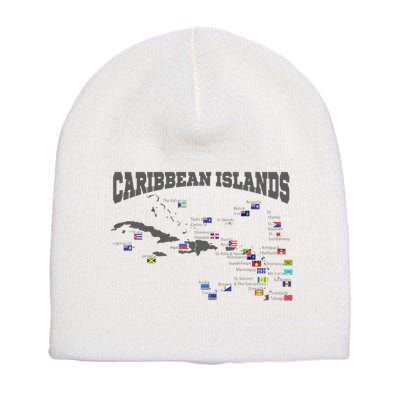 Caribbean Flags Caribbean Map Caribbean Islands Vacation Short Acrylic Beanie