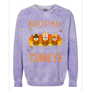 Care For Cutest Turkeys Thanksgiving NICU Nurse Colorblast Crewneck Sweatshirt