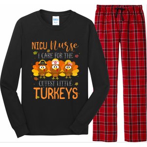 Care For Cutest Turkeys Thanksgiving NICU Nurse Long Sleeve Pajama Set