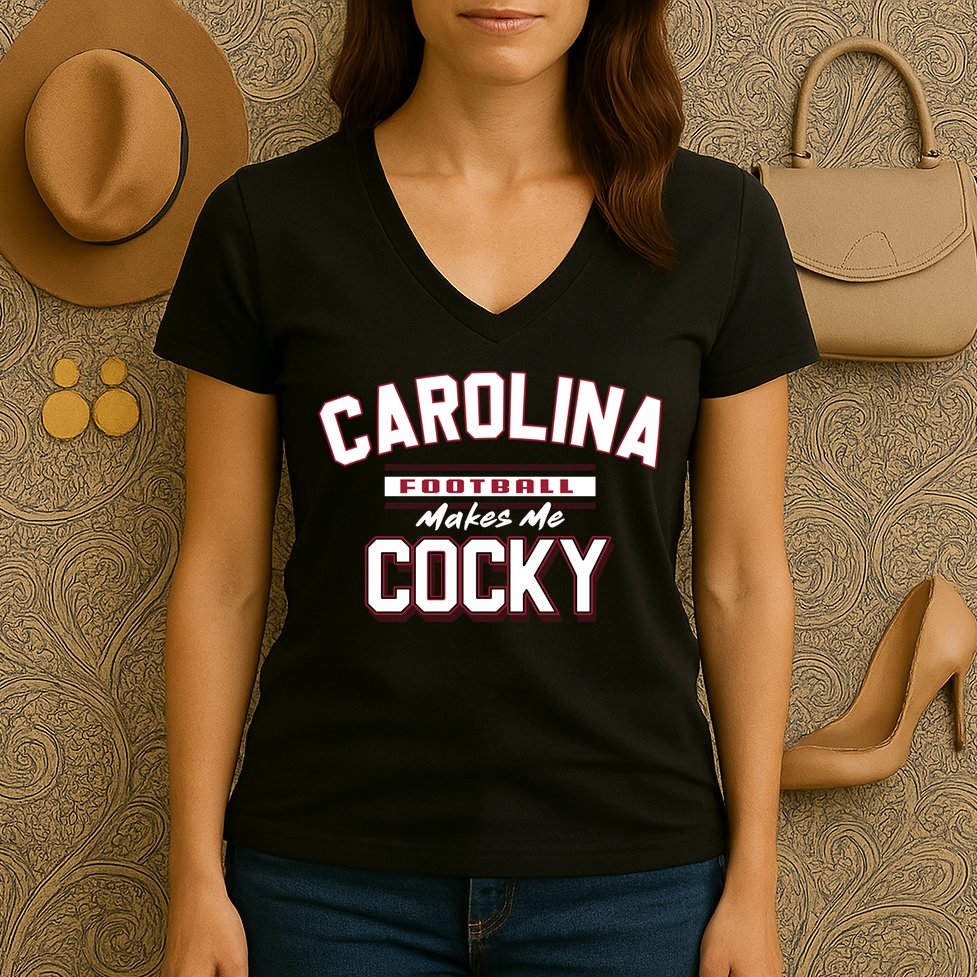 Carolina Football Cocky Football Team Lover Funny Women's V-Neck T-Shirt