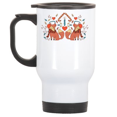 Cute Fox Christmas Tree Believe In Christmas Cute Gift Stainless Steel Travel Mug