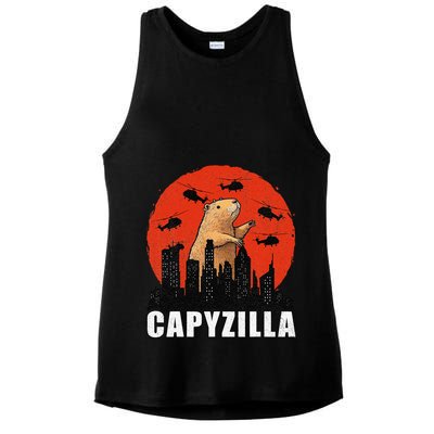 Capybara Funny Capybara Rodent Capyzilla Funny Ladies PosiCharge Tri-Blend Wicking Tank