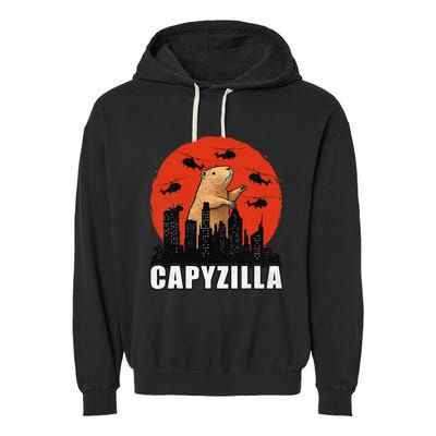 Capybara Funny Capybara Rodent Capyzilla Funny Garment-Dyed Fleece Hoodie