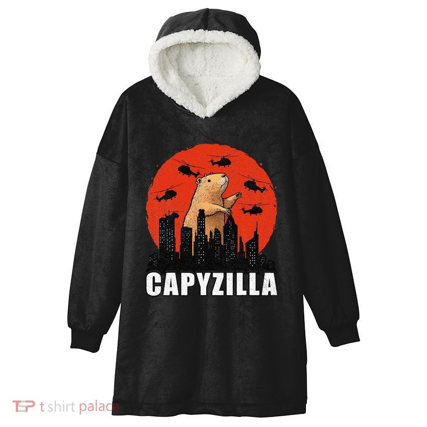 Capybara Funny Capybara Rodent Capyzilla Funny Hooded Wearable Blanket