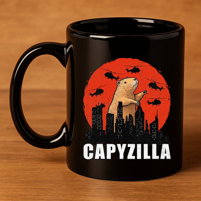Capybara Funny Capybara Rodent Capyzilla Funny 11oz C Handle Ceramic Mug