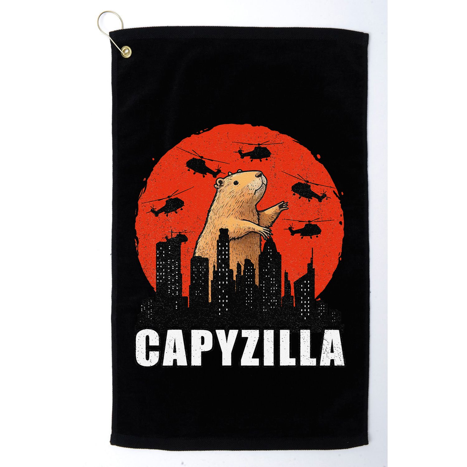 Capybara Funny Capybara Rodent Capyzilla Funny Golf Towel