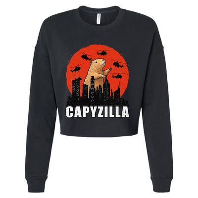 Capybara Funny Capybara Rodent Capyzilla Funny Cropped Pullover Crew