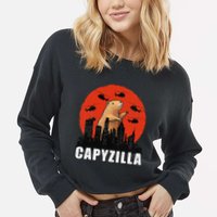 Capybara Funny Capybara Rodent Capyzilla Funny Cropped Pullover Crew