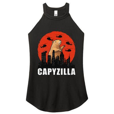 Capybara Funny Capybara Rodent Capyzilla Funny Women's Perfect Tri Rocker Tank