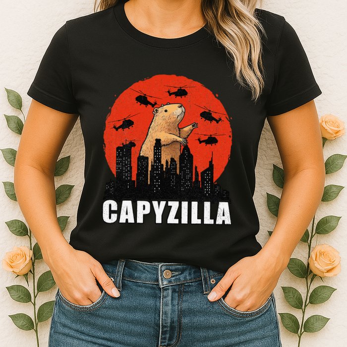 Capybara Funny Capybara Rodent Capyzilla Funny Womens T-Shirt