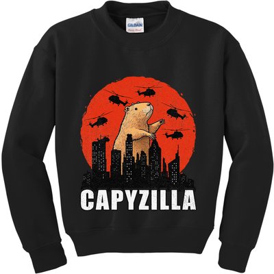 Capybara Funny Capybara Rodent Capyzilla Funny Kids Sweatshirt
