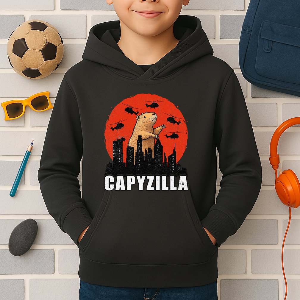 Capybara Funny Capybara Rodent Capyzilla Funny Kids Hoodie
