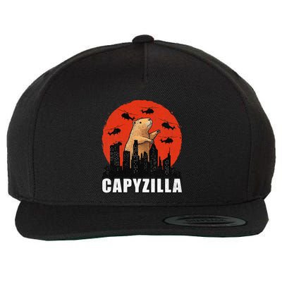 Capybara Funny Capybara Rodent Capyzilla Funny Wool Snapback Cap
