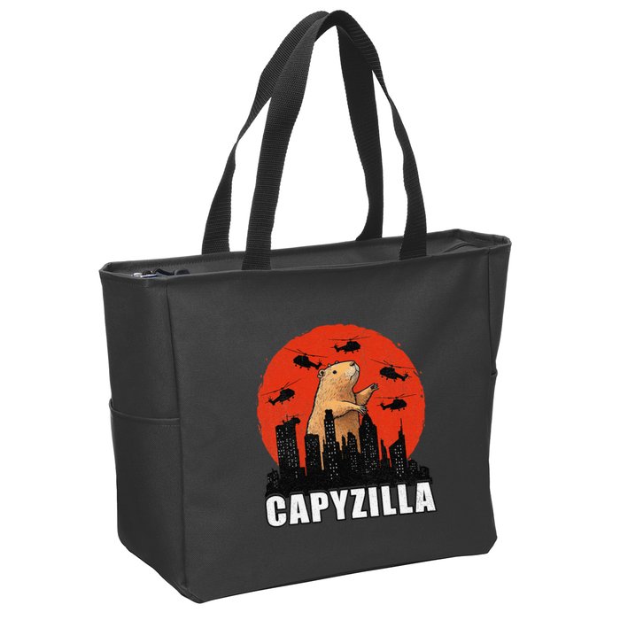 Capybara Funny Capybara Rodent Capyzilla Funny Zip Tote Bag