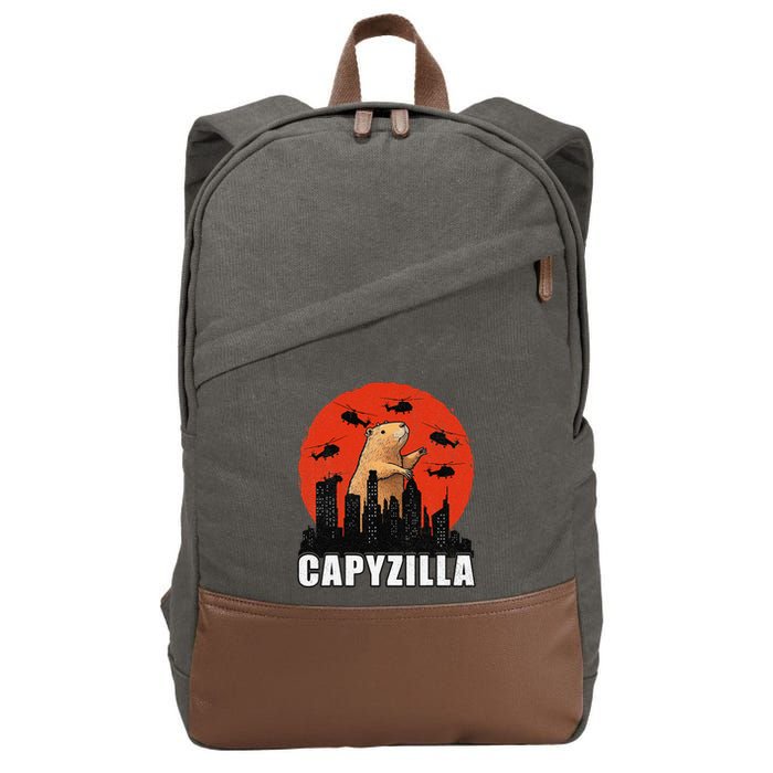 Capybara Funny Capybara Rodent Capyzilla Funny Cotton Canvas Backpack