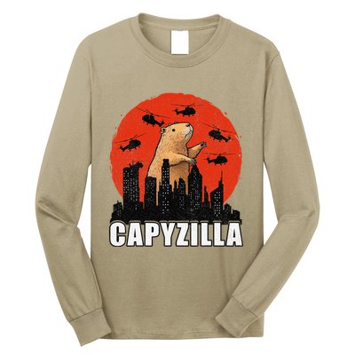 Capybara Funny Capybara Rodent Capyzilla Funny Long Sleeve Shirt