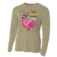 Cute Flamingo Clown Crown Mardi Gras Cooling Performance Long Sleeve Crew