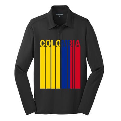 Colombia Flag Silk Touch Performance Long Sleeve Polo