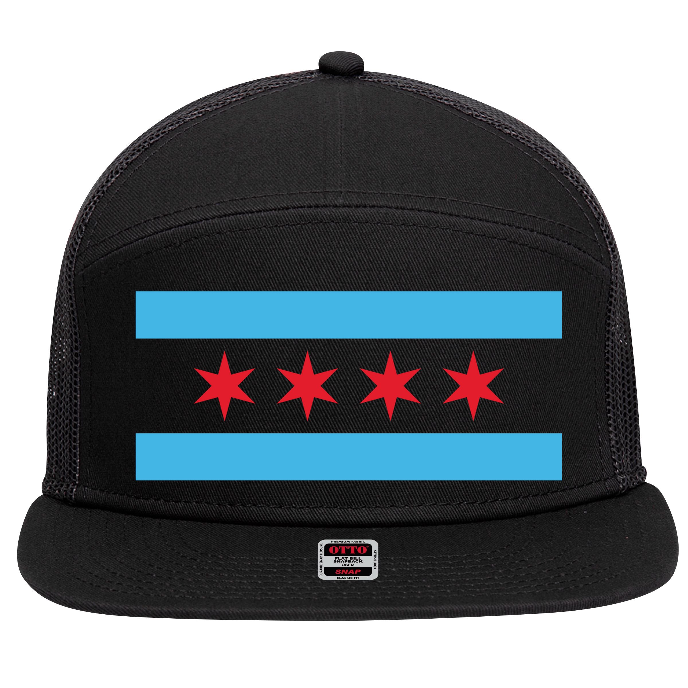 Chicago Flag 7 Panel Mesh Trucker Snapback Hat