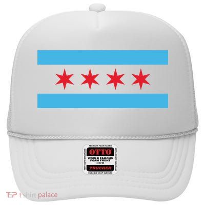 Chicago Flag High Crown Mesh Back Trucker Hat