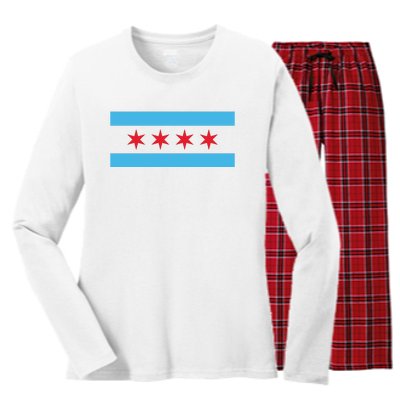 Chicago Flag Women's Long Sleeve Flannel Pajama Set 