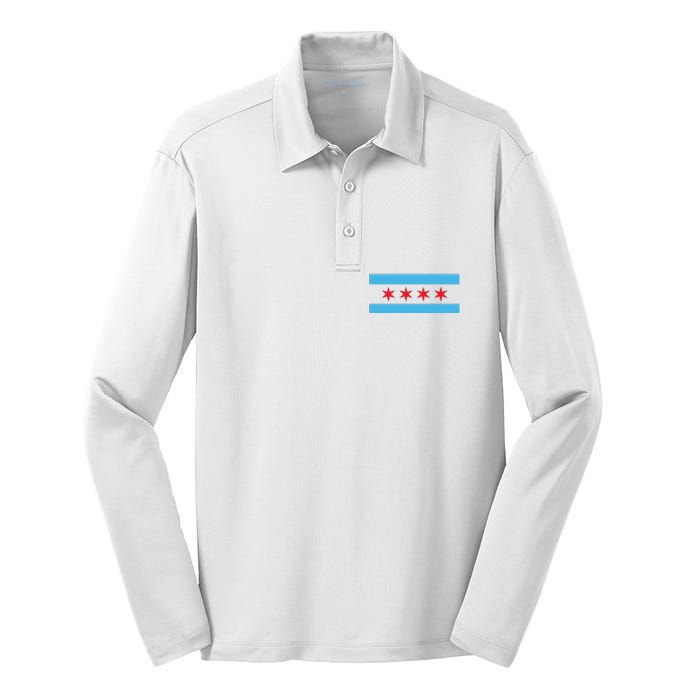 Chicago Flag Silk Touch Performance Long Sleeve Polo