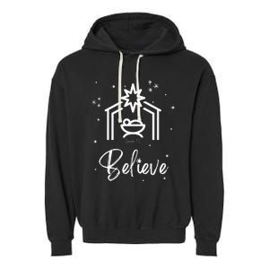 Christian Family Christmas S Nativity Believe Garment-Dyed Fleece Hoodie