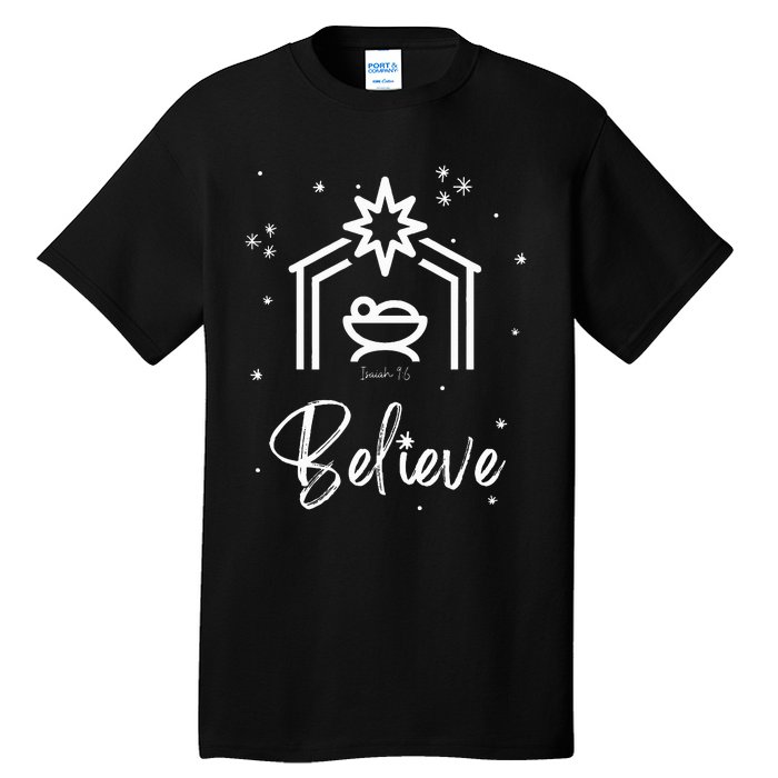 Christian Family Christmas S Nativity Believe Tall T-Shirt