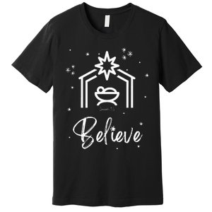 Christian Family Christmas S Nativity Believe Premium T-Shirt