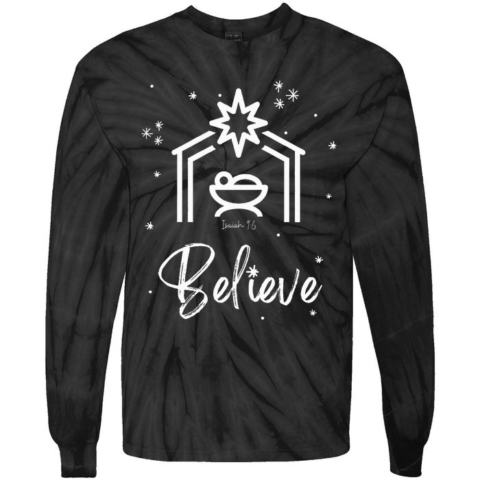 Christian Family Christmas S Nativity Believe Tie-Dye Long Sleeve Shirt