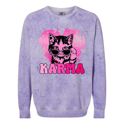 Cute Funny Cat Lover Heart Shape Karma Colorblast Crewneck Sweatshirt