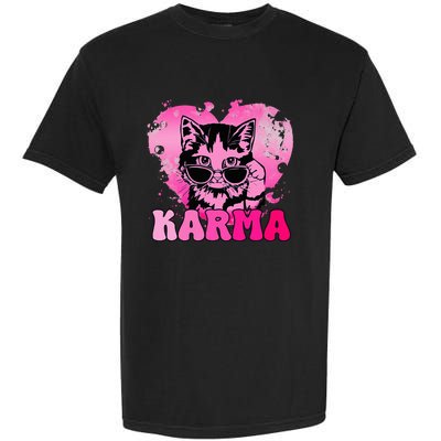 Cute Funny Cat Lover Heart Shape Karma Garment-Dyed Heavyweight T-Shirt