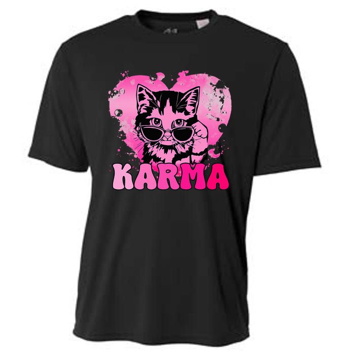 Cute Funny Cat Lover Heart Shape Karma Cooling Performance Crew T-Shirt