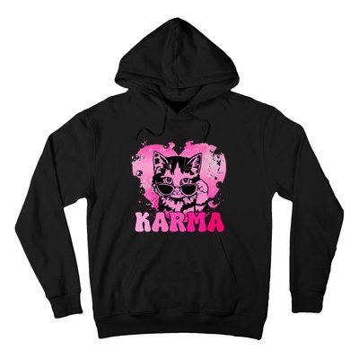 Cute Funny Cat Lover Heart Shape Karma Hoodie