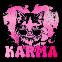 Cute Funny Cat Lover Heart Shape Karma Full-Length Apron With Pockets