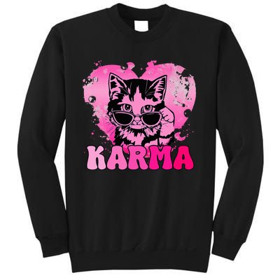 Cute Funny Cat Lover Heart Shape Karma Sweatshirt