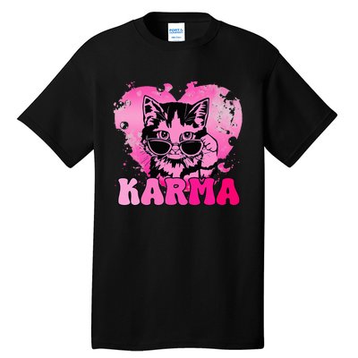 Cute Funny Cat Lover Heart Shape Karma Tall T-Shirt