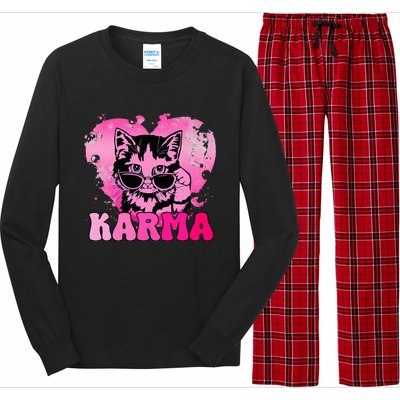 Cute Funny Cat Lover Heart Shape Karma Long Sleeve Pajama Set