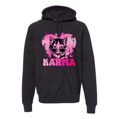 Cute Funny Cat Lover Heart Shape Karma Premium Hoodie