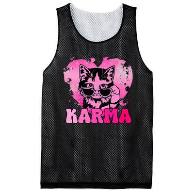 Cute Funny Cat Lover Heart Shape Karma Mesh Reversible Basketball Jersey Tank