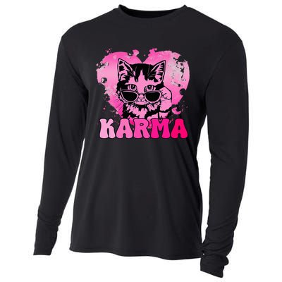 Cute Funny Cat Lover Heart Shape Karma Cooling Performance Long Sleeve Crew